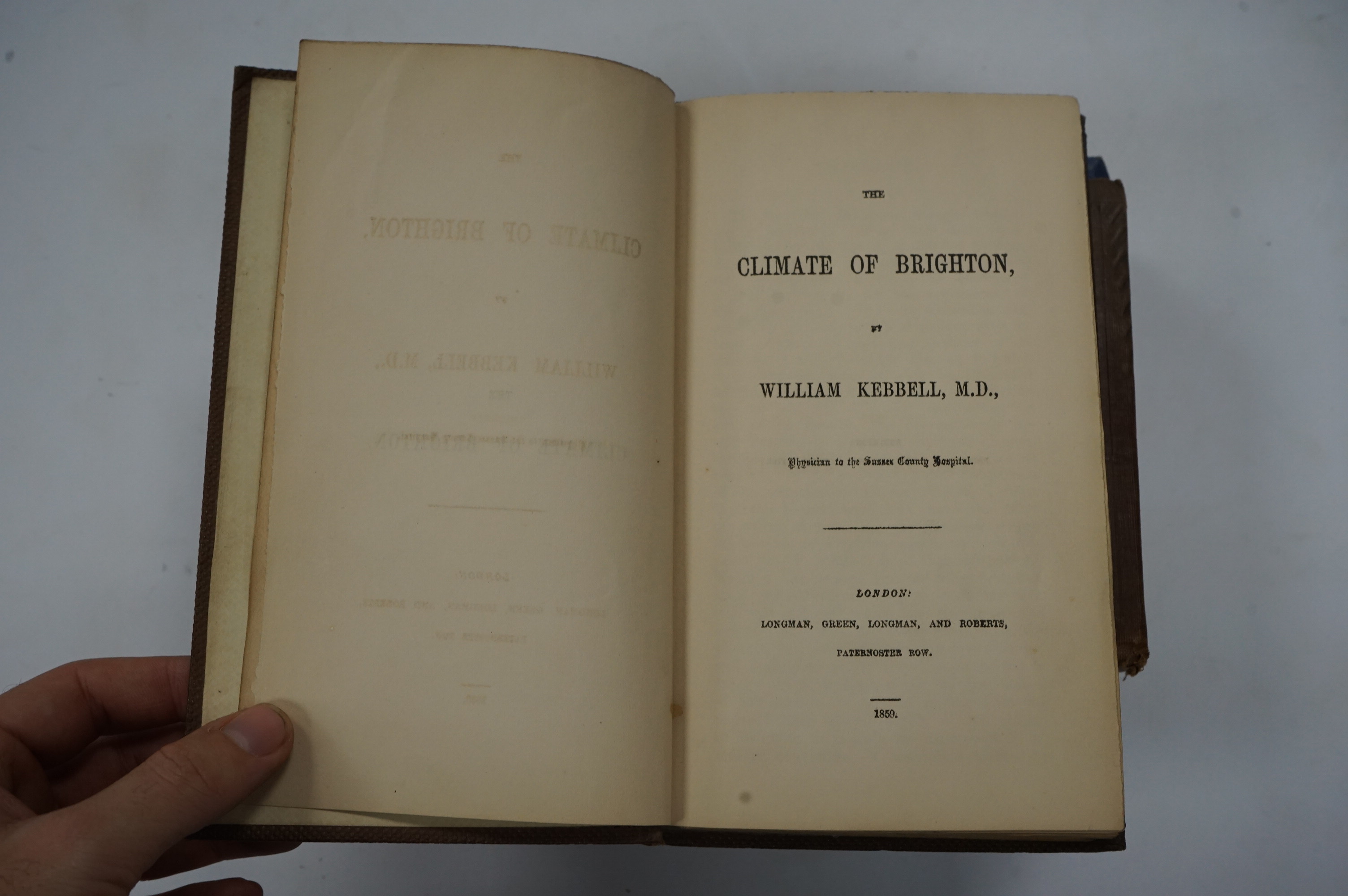 [Brighton Interest] Merrifield, Mrs. - A Sketch of the Natural History of Brighton and Its Vicinity, original cloth, 1860; Kebbell, William. The Climate of Brighton, original cloth, 1859; Martin, Henry. The History of Br